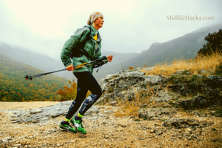 older women running in the mountains