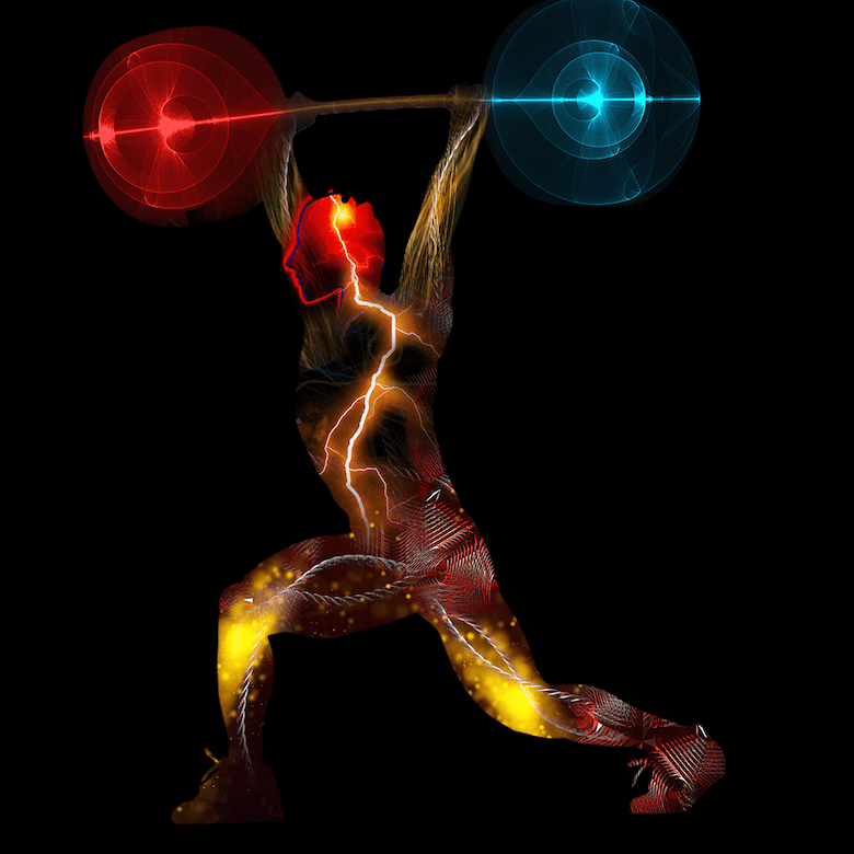 Graphic of a person weight lifting